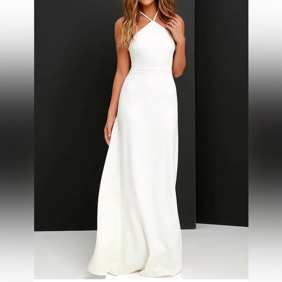 Lulus Dresses & Skirts - Lulus ivory Sz XS halter evening gown maxi dress Tour de Force